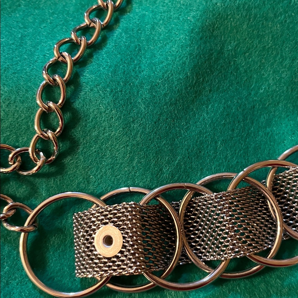 Adjustable Silver Tone Ring Chain Maille Hook End… - image 8